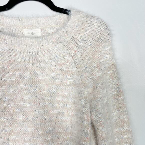 Lou & Grey Medium Light Pink Blush Eyelash Fuzzy Tunic Sweater Speckled Textured - Picture 3 of 9